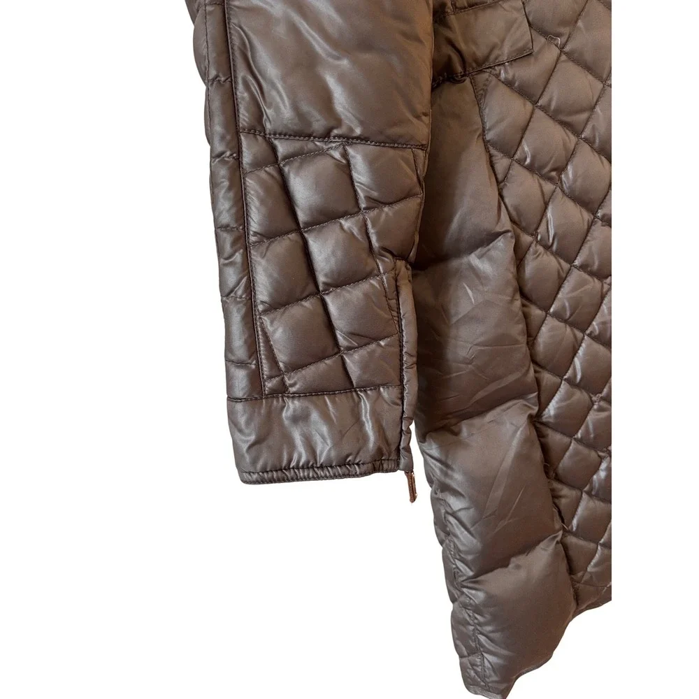Henry‎ Cotton's Brown Quilted Down Puffer Coat Double Breasted Trench 42 Small